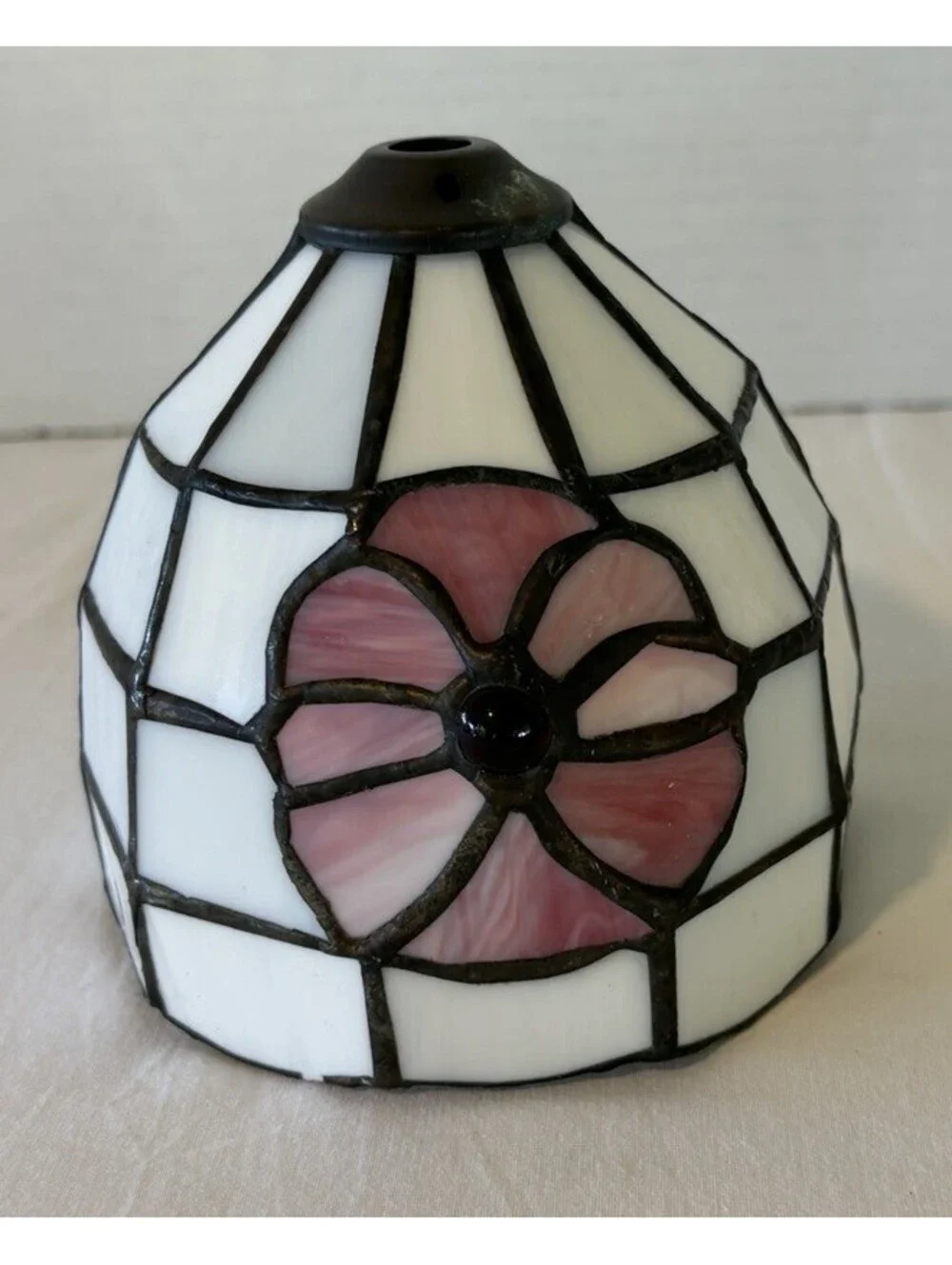 Vintage Tiffany Style Stained Glass Lamp Shade Only, 2 1/4 Fitting Bell Design
